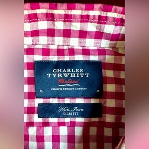 Charles tyrwhitt slip fit no iron plum/red plad with button down collar
